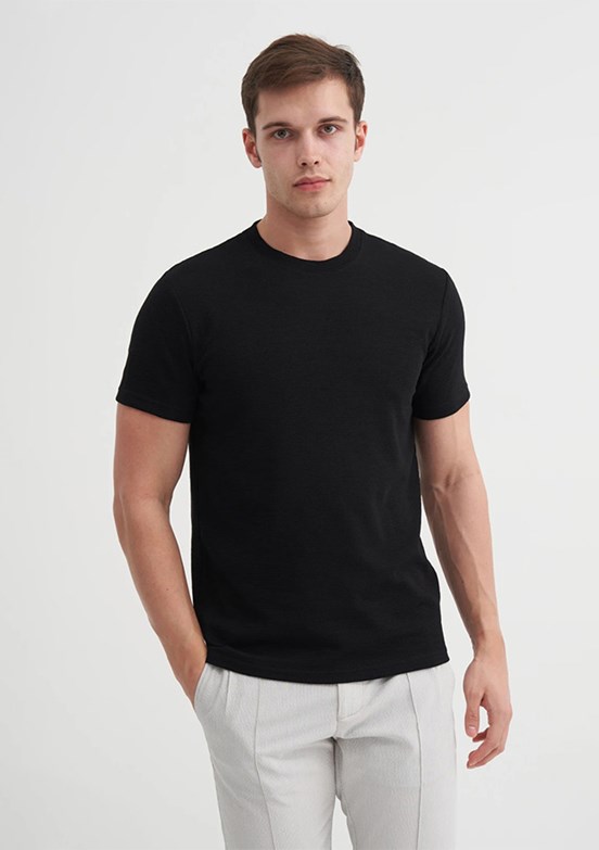 CAZADOR Siyah Erkek Bisiklet Yaka T-shirt