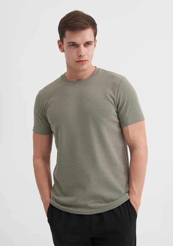 CAZADOR Haki Erkek Bisiklet Yaka T-shirt