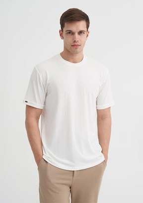 CAZADOR Beyaz Erkek Bisiklet Yaka T-shirt