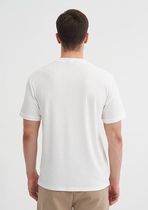 CAZADOR Caz 4253 Erkek Beyaz Bisiklet Yaka T-Shirt