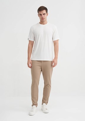 CAZADOR Beyaz Erkek Bisiklet Yaka T-shirt
