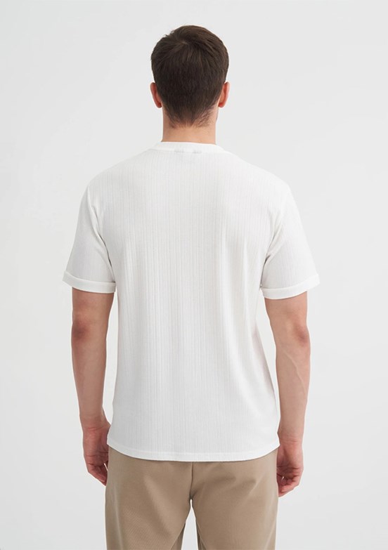 CAZADOR Beyaz Erkek Bisiklet Yaka T-shirt