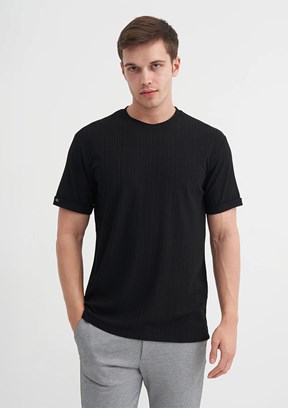 CAZADOR Siyah Erkek Bisiklet Yaka T-shirt