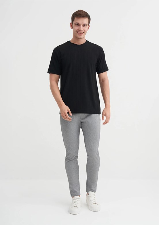 CAZADOR Siyah Erkek Bisiklet Yaka T-shirt