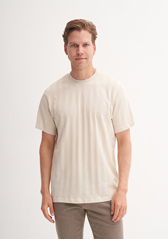 CAZADOR Caz 4277 Erkek Bej Bisiklet Yaka T-Shirt