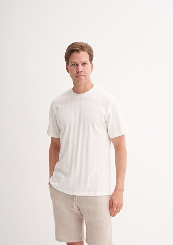 CAZADOR Caz 4277 Erkek Beyaz Bisiklet Yaka T-Shirt