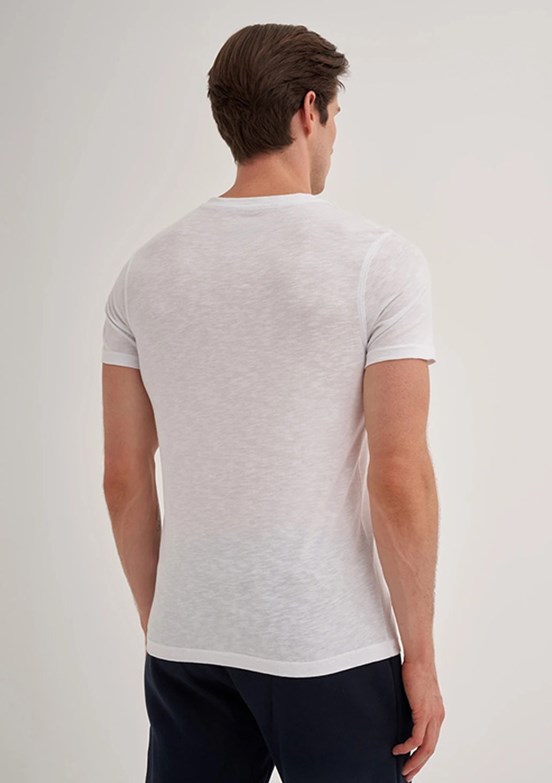 CAZADOR Beyaz Erkek Bisiklet Yaka T-shirt