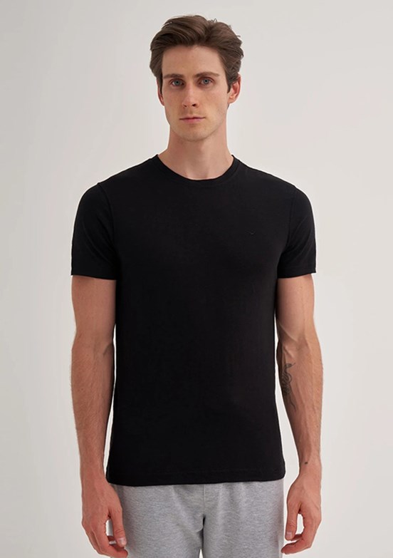CAZADOR Siyah Erkek Bisiklet Yaka T-shirt