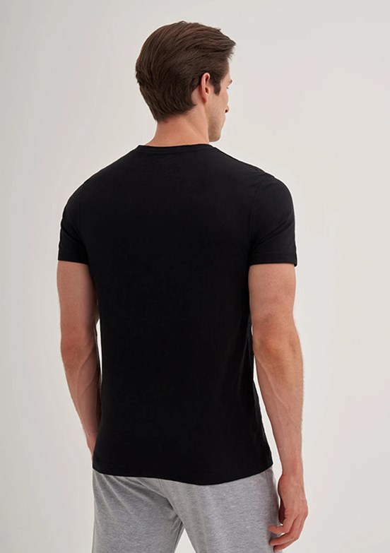 CAZADOR Siyah Erkek Bisiklet Yaka T-shirt
