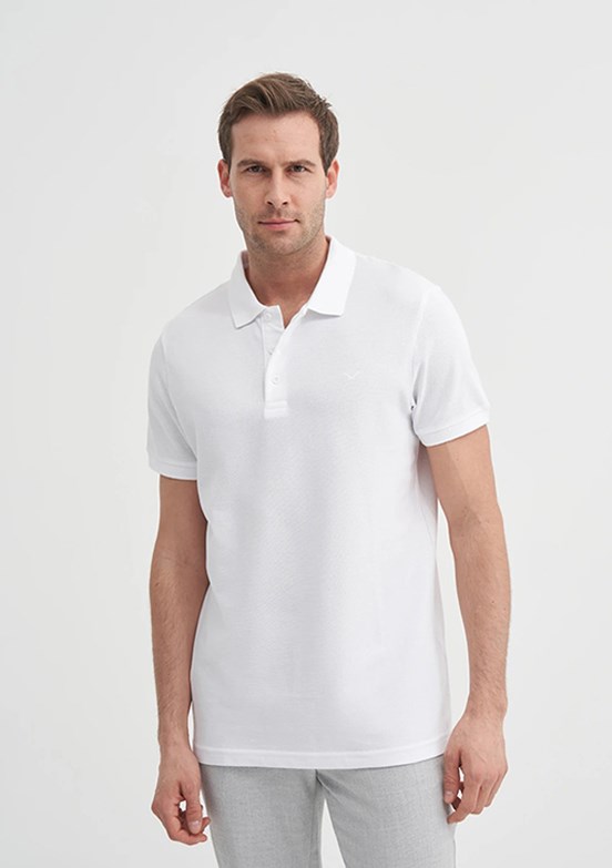 CAZADOR Beyaz Erkek Polo Yaka T-shirt