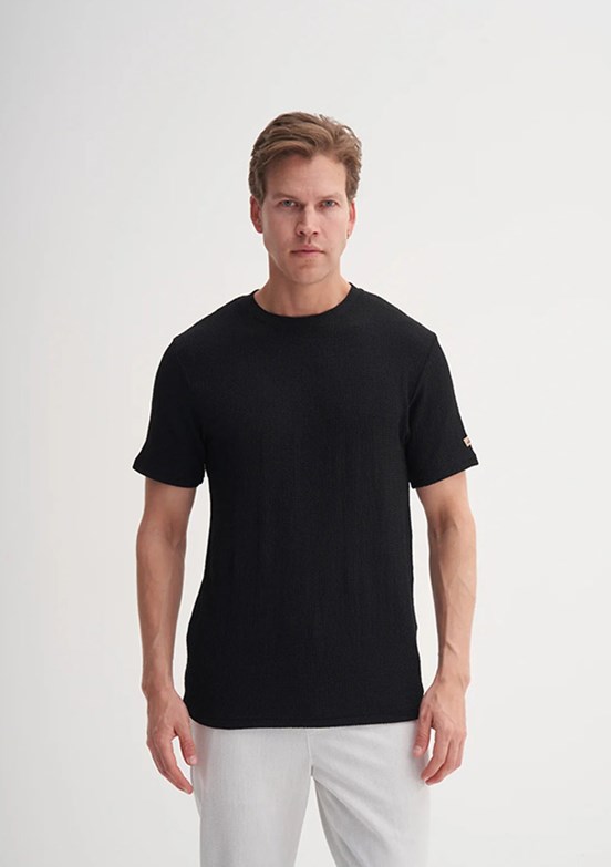 CAZADOR Siyah Erkek Bisiklet Yaka T-shirt