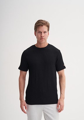 CAZADOR Caz 4050 - 25YCEEO04050 Erkek Siyah Bisiklet Yaka T-Shirt