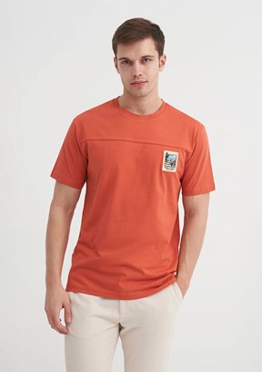 CAZADOR Kiremit Rengi Erkek Bisiklet Yaka T-shirt