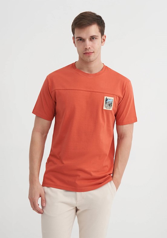 CAZADOR Kiremit Rengi Erkek Bisiklet Yaka T-shirt