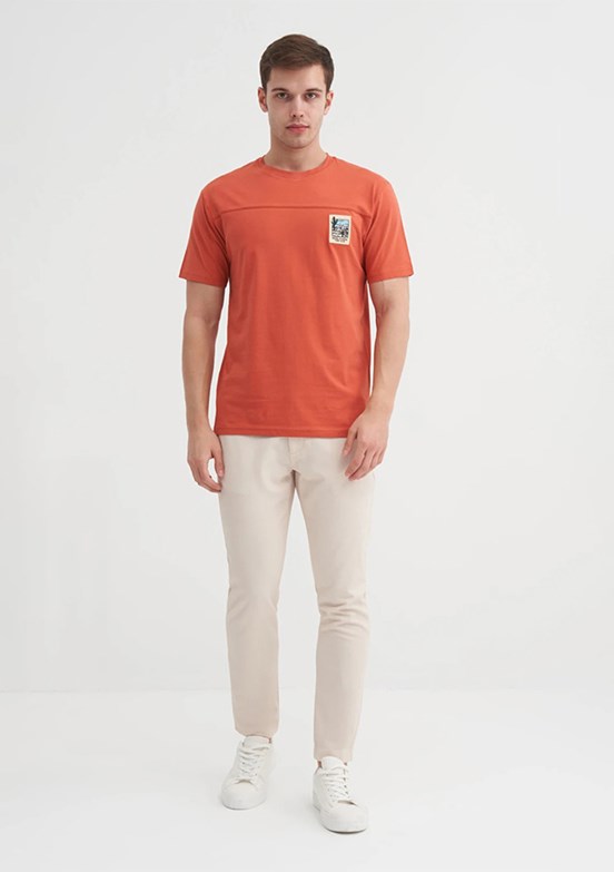 CAZADOR Kiremit Rengi Erkek Bisiklet Yaka T-shirt