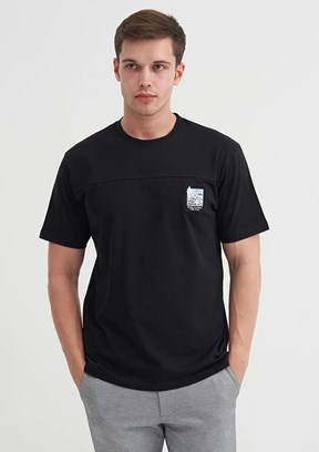 CAZADOR Siyah Erkek Bisiklet Yaka T-shirt