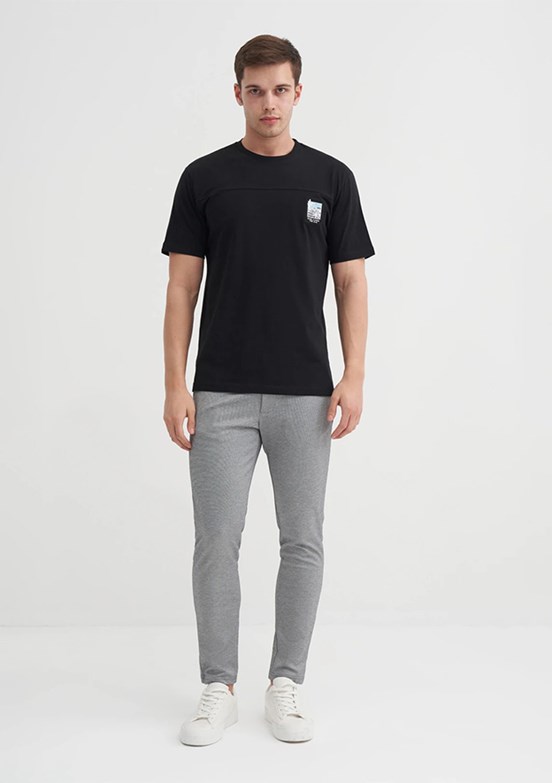 CAZADOR Siyah Erkek Bisiklet Yaka T-shirt