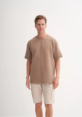 CAZADOR Bej Erkek Bisiklet Yaka T-shirt