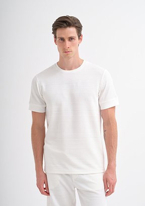CAZADOR Caz 4207 - 25YCEEO04207 Erkek Beyaz Bisiklet Yaka T-Shirt