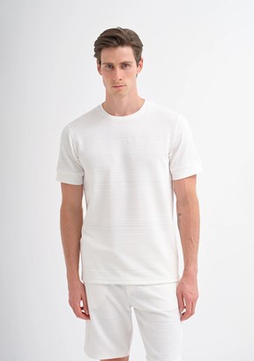 CAZADOR Caz 4207 - 25YCEEO04207 Erkek Beyaz Bisiklet Yaka T-Shirt