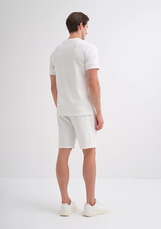 CAZADOR Caz 4207 - 25YCEEO04207 Erkek Beyaz Bisiklet Yaka T-Shirt