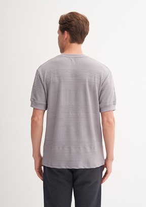 CAZADOR Gri Erkek Bisiklet Yaka T-Shirt