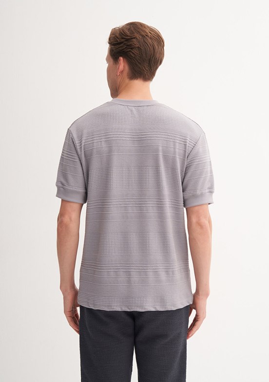 CAZADOR Gri Erkek Bisiklet Yaka T-Shirt
