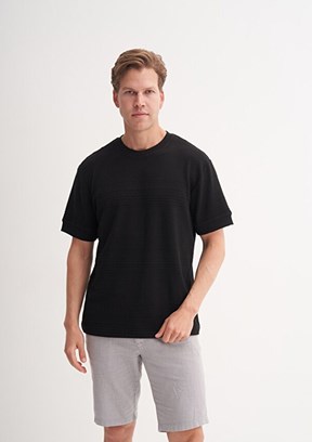 CAZADOR Caz 4207 - 25YCEEO04207 Erkek Siyah Bisiklet Yaka T-Shirt