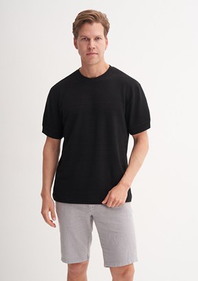 CAZADOR Caz 4207 - 25YCEEO04207 Erkek Siyah Bisiklet Yaka T-Shirt