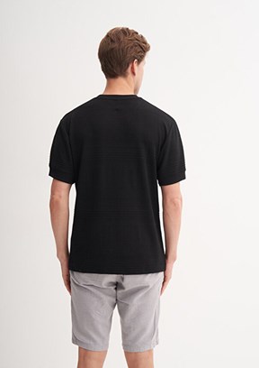 CAZADOR Caz 4207 - 25YCEEO04207 Erkek Siyah Bisiklet Yaka T-Shirt