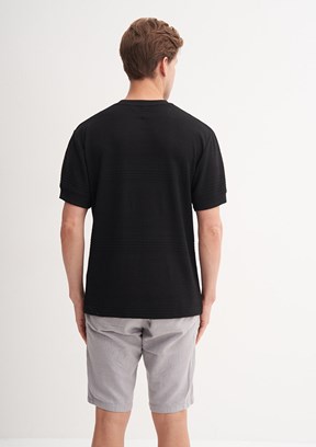 CAZADOR Caz 4207 - 25YCEEO04207 Erkek Siyah Bisiklet Yaka T-Shirt