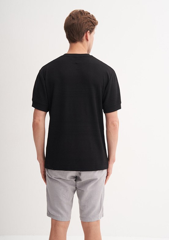 CAZADOR Caz 4207 - 25YCEEO04207 Erkek Siyah Bisiklet Yaka T-Shirt