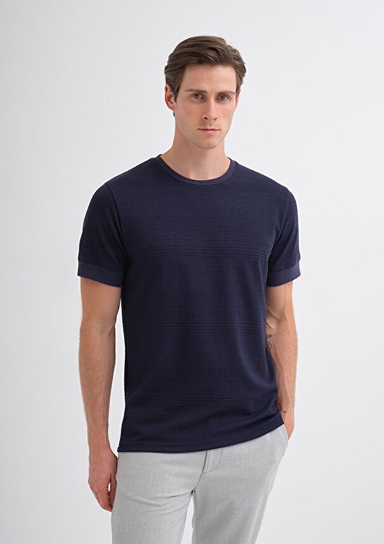 CAZADOR Caz 4207 - 25YCEEO04207 Erkek Lacivert Bisiklet Yaka T-Shirt