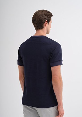 CAZADOR Caz 4207 - 25YCEEO04207 Erkek Lacivert Bisiklet Yaka T-Shirt