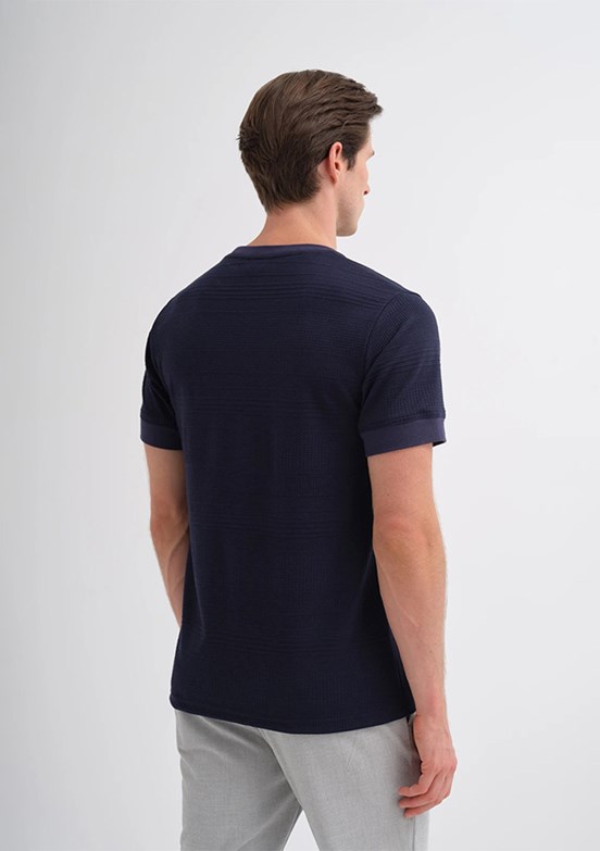 CAZADOR Caz 4207 - 25YCEEO04207 Erkek Lacivert Bisiklet Yaka T-Shirt