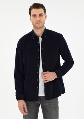 PİERRE CARDİN Lacivert Erkek Uzun Kol Gömlek