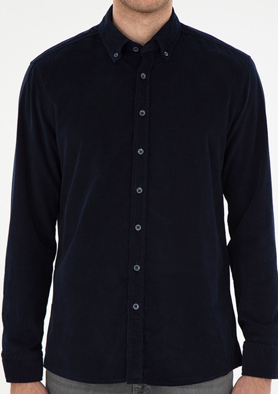PİERRE CARDİN Lacivert Erkek Uzun Kol Gömlek