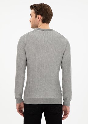 PİERRE CARDİN Gri Erkek Slim Kazak