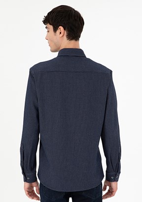 PİERRE CARDİN Lacivert Erkek Uzun Kol Gömlek