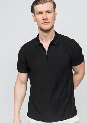 JOHNNY JOE Rice Siyah Erkek Polo Yaka T-shirt