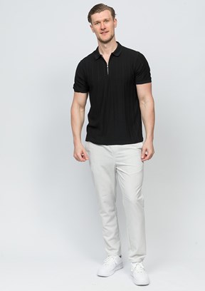 JOHNNY JOE Rice Siyah Erkek Polo Yaka T-shirt
