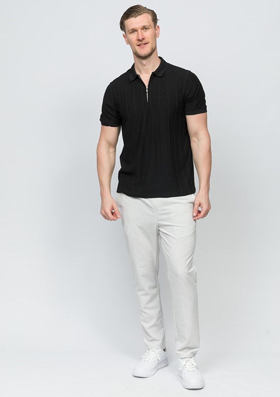 JOHNNY JOE Rice Siyah Erkek Polo Yaka T-shirt