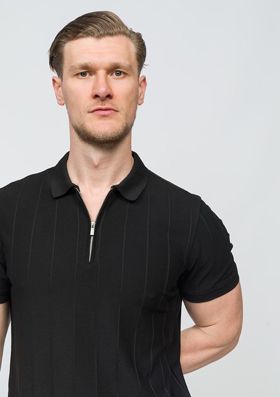 JOHNNY JOE Rice Siyah Erkek Polo Yaka T-shirt