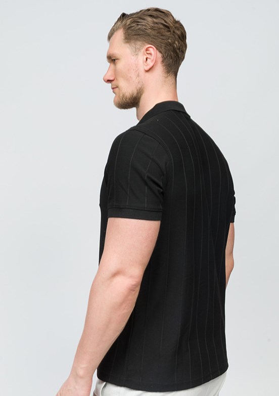 JOHNNY JOE Rice Siyah Erkek Polo Yaka T-shirt