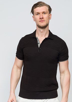 JOHNNY JOE Ortiz Siyah Erkek Polo Yaka T-shirt