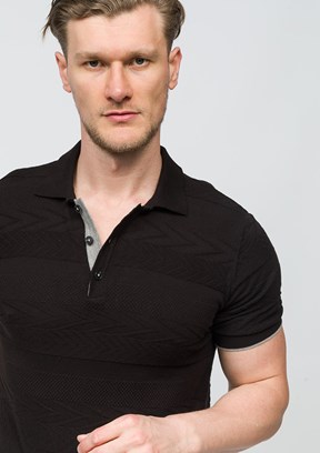 JOHNNY JOE Ortiz Siyah Erkek Polo Yaka T-shirt