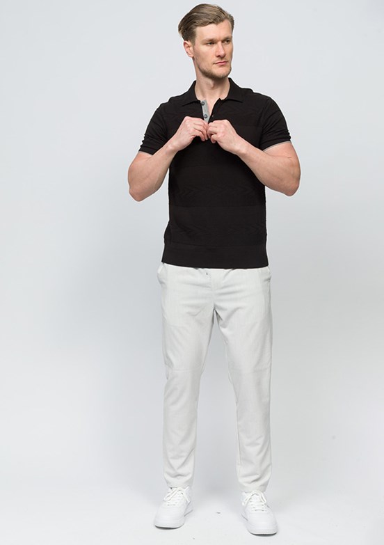 JOHNNY JOE Ortiz Siyah Erkek Polo Yaka T-shirt