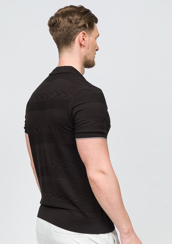 JOHNNY JOE Ortiz Siyah Erkek Polo Yaka T-shirt