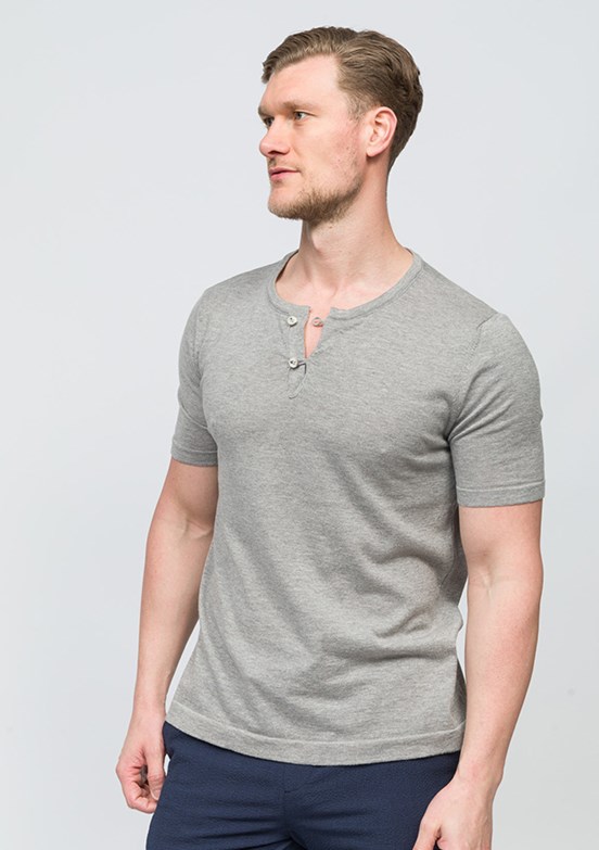 JOHNNY JOE Jesus Gri Erkek Bisiklet Yaka T-shirt