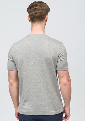 JOHNNY JOE Jesus Gri Erkek Bisiklet Yaka T-shirt